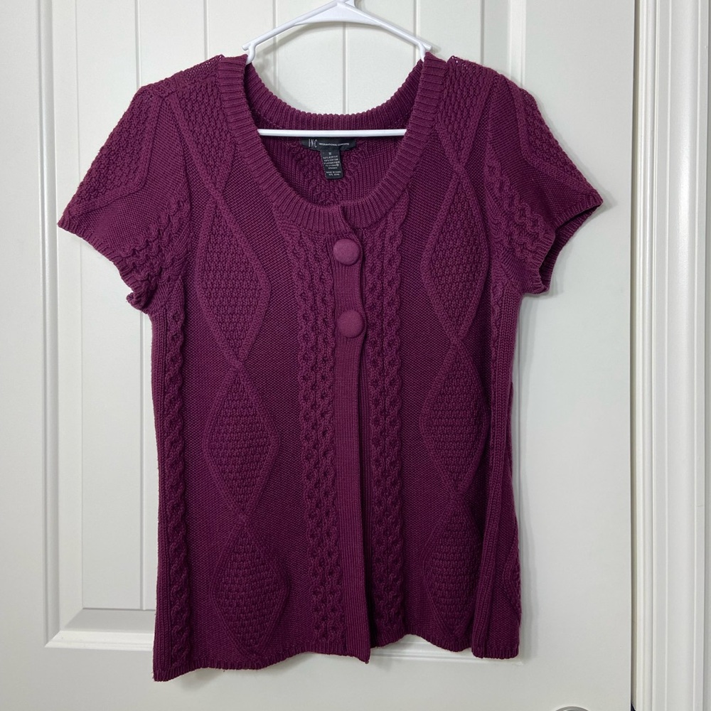 EUC INC International‎ Concepts women’s dark purple thick knit button sweater M